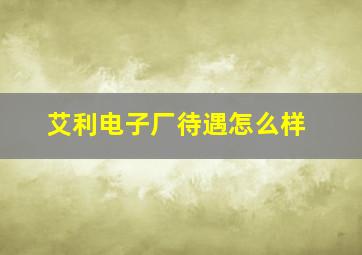 艾利电子厂待遇怎么样