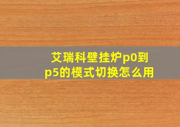 艾瑞科壁挂炉p0到p5的模式切换怎么用