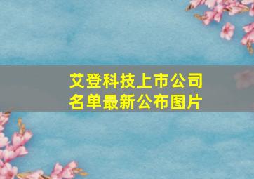 艾登科技上市公司名单最新公布图片