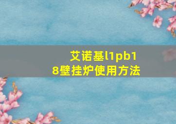 艾诺基l1pb18壁挂炉使用方法