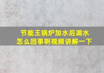 节能王锅炉加水后漏水怎么回事啊视频讲解一下