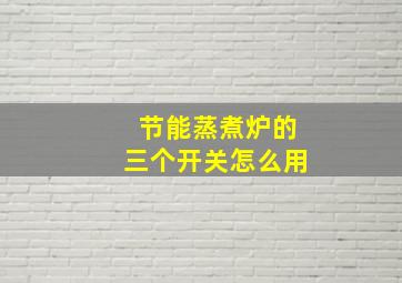 节能蒸煮炉的三个开关怎么用