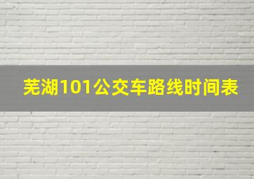 芜湖101公交车路线时间表