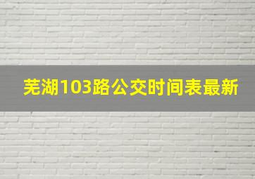 芜湖103路公交时间表最新