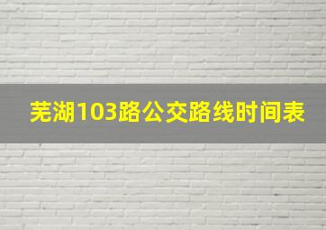 芜湖103路公交路线时间表