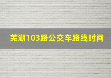 芜湖103路公交车路线时间