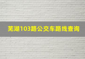 芜湖103路公交车路线查询