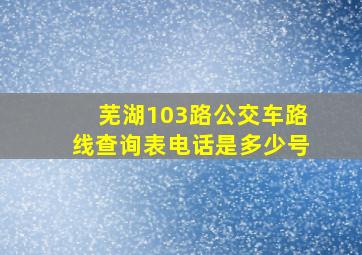 芜湖103路公交车路线查询表电话是多少号