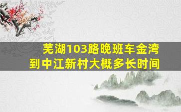 芜湖103路晚班车金湾到中江新村大概多长时间