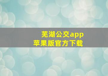 芜湖公交app苹果版官方下载