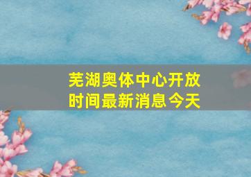 芜湖奥体中心开放时间最新消息今天