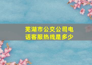 芜湖市公交公司电话客服热线是多少