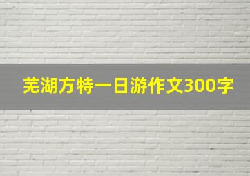 芜湖方特一日游作文300字