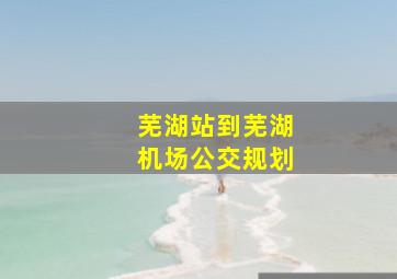 芜湖站到芜湖机场公交规划