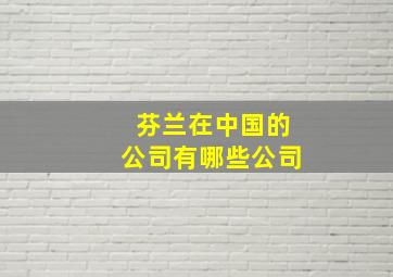 芬兰在中国的公司有哪些公司