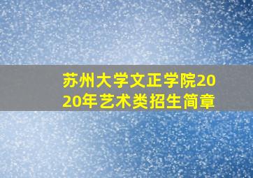 苏州大学文正学院2020年艺术类招生简章