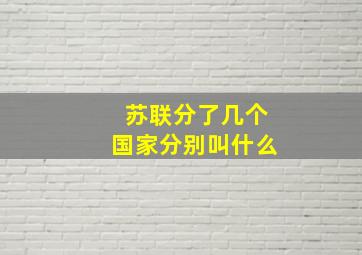 苏联分了几个国家分别叫什么