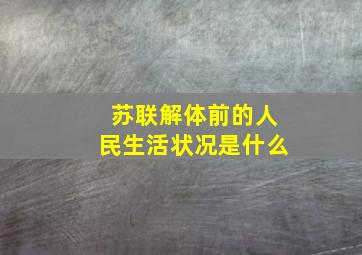 苏联解体前的人民生活状况是什么