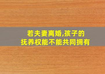 若夫妻离婚,孩子的抚养权能不能共同拥有