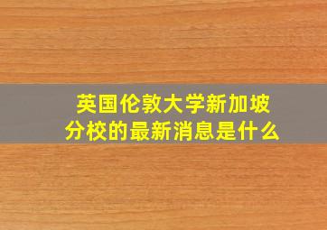 英国伦敦大学新加坡分校的最新消息是什么