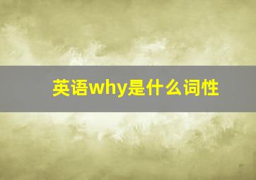 英语why是什么词性