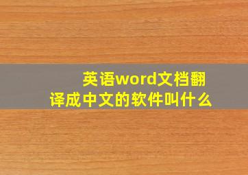 英语word文档翻译成中文的软件叫什么