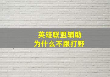 英雄联盟辅助为什么不跟打野