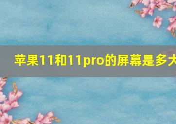 苹果11和11pro的屏幕是多大