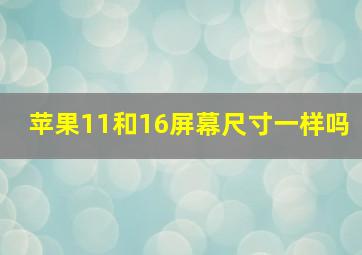 苹果11和16屏幕尺寸一样吗