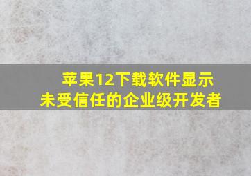 苹果12下载软件显示未受信任的企业级开发者