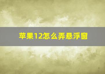 苹果12怎么弄悬浮窗