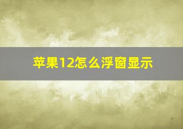 苹果12怎么浮窗显示