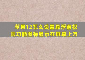 苹果12怎么设置悬浮窗权限功能图标显示在屏幕上方