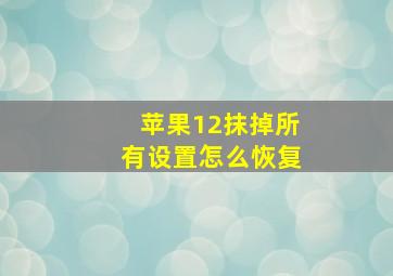 苹果12抹掉所有设置怎么恢复