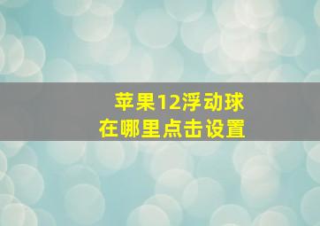 苹果12浮动球在哪里点击设置