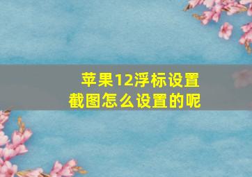 苹果12浮标设置截图怎么设置的呢