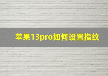 苹果13pro如何设置指纹