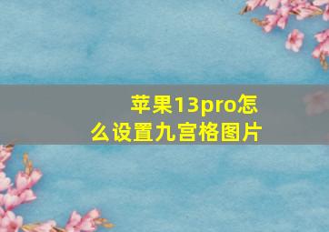 苹果13pro怎么设置九宫格图片