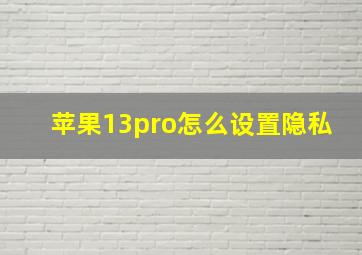 苹果13pro怎么设置隐私