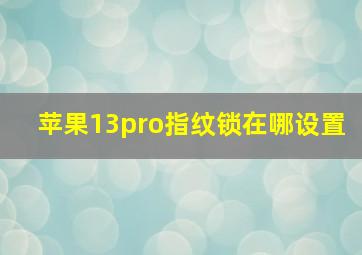 苹果13pro指纹锁在哪设置