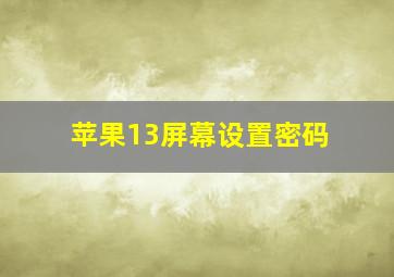 苹果13屏幕设置密码