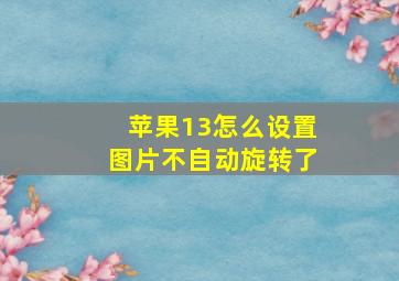 苹果13怎么设置图片不自动旋转了