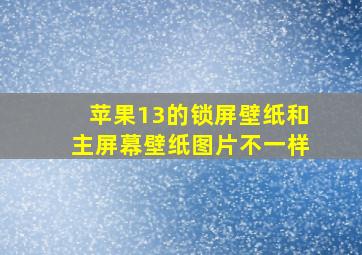 苹果13的锁屏壁纸和主屏幕壁纸图片不一样