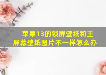 苹果13的锁屏壁纸和主屏幕壁纸图片不一样怎么办