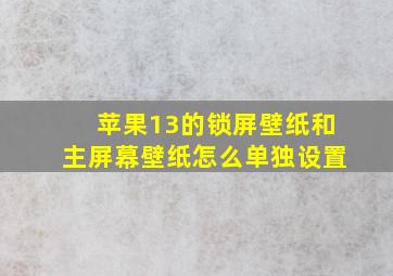 苹果13的锁屏壁纸和主屏幕壁纸怎么单独设置