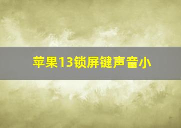 苹果13锁屏键声音小