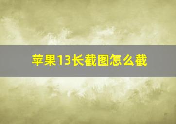 苹果13长截图怎么截