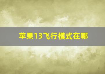 苹果13飞行模式在哪