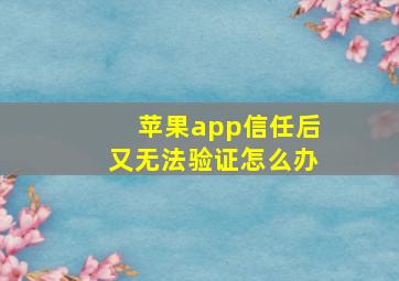 苹果app信任后又无法验证怎么办