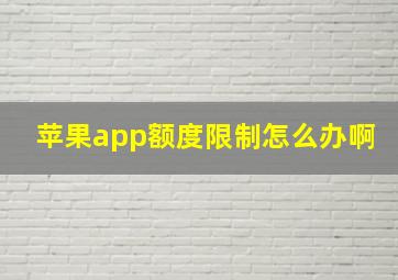 苹果app额度限制怎么办啊